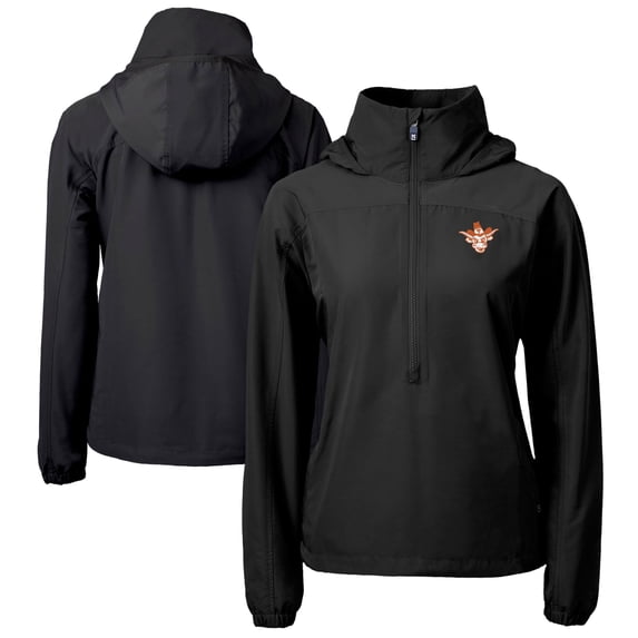 Women's Cutter & Buck Black Texas Longhorns Vault Charter Eco Recycled Half-Zip Anorak Jacket