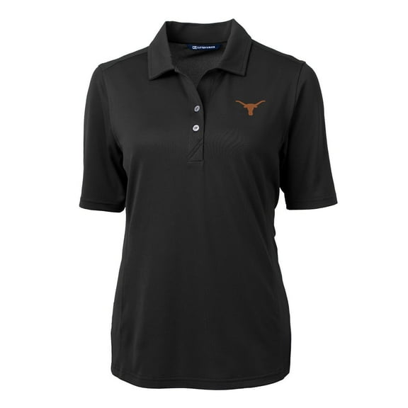 Women's Cutter & Buck Black Texas Longhorns Virtue Eco Pique Recycled Polo