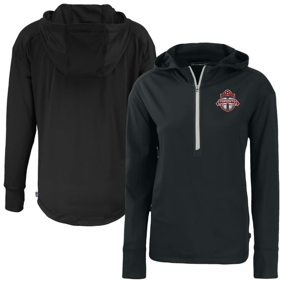 Women's-Cutter & Buck  Black Toronto FC Daybreak Eco Recycled Half-Zip Hoodie