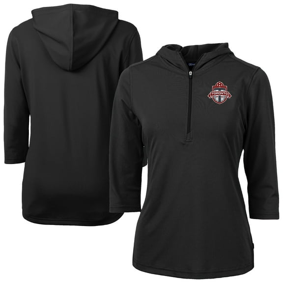 Women's-Cutter & Buck  Black Toronto FC Virtue Eco Pique Recycled Half-Zip Pullover Hoodie