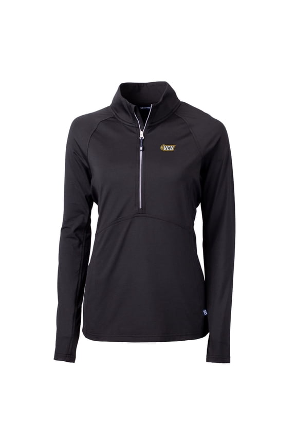 Women's Cutter & Buck Black VCU Rams Adapt Eco Knit Half-Zip Pullover Jacket