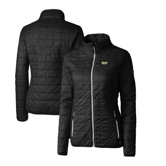 Women's Cutter & Buck Black VCU Rams Rainier Eco Insulated Puffer Full-Zip Jacket