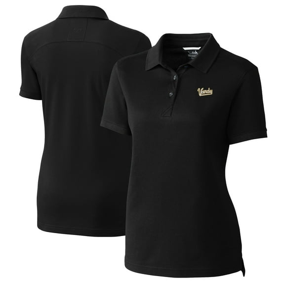 Women's Cutter & Buck Black Vanderbilt Commodores Vault DryTec Advantage Tri-Blend Pique Polo