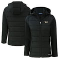 thumbnail image 1 of Women's Cutter & Buck  Black Vanderbilt Commodores Vault Evoke Hybrid Eco Softshell Recycled Full-Zip Hooded Jacket, 1 of 3