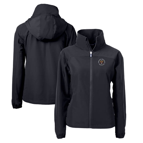 Women's Cutter & Buck Black Virginia Military Institute Keydets Charter Eco Recycled Full-Zip Jacket