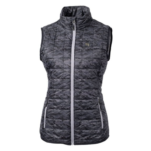 Women's Cutter & Buck Black Wake Forest Demon Deacons Eco Full-Zip Puffer Vest