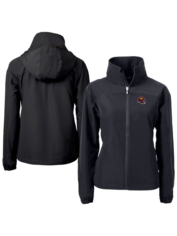 Women's Cutter & Buck Black Washington Commanders Helmet Charter Eco Recycled Full-Zip Jacket