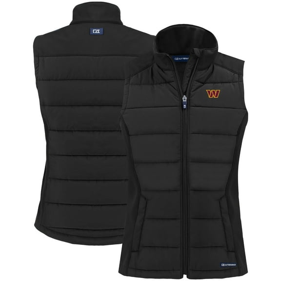 Women's Cutter & Buck Black Washington Commanders Primary Mark Evoke PrimaLoft Hybrid Eco Softshell Recycled Full-Zip