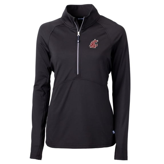 Women's Cutter & Buck Black Washington State Cougars Adapt Eco Knit Half-Zip Pullover Jacket