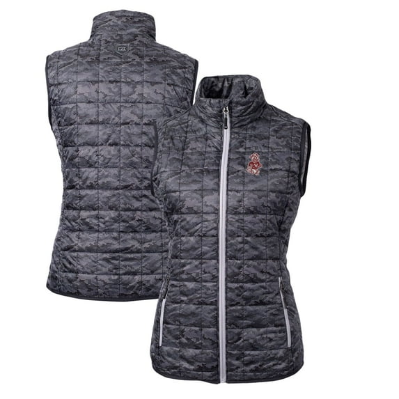 Women's Cutter & Buck Black Washington State Cougars Camouflage Vault Rainier PrimaLoft Eco Full-Zip Vest