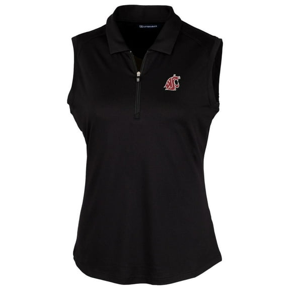 Women's Cutter & Buck Black Washington State Cougars Forge Sleeveless Polo