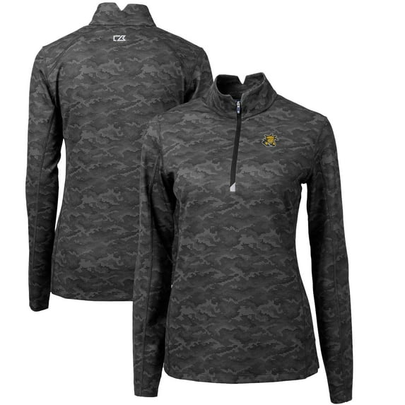 Women's Cutter & Buck Black Wichita State Shockers Traverse Camo Quarter-Zip Pullover Top