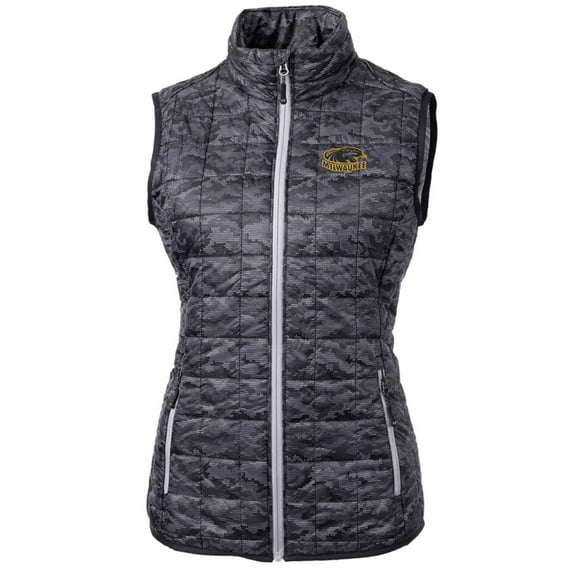 Women's Cutter & Buck Black Wisconsin-Milwaukee Panthers Eco Full-Zip Printed Puffer Vest
