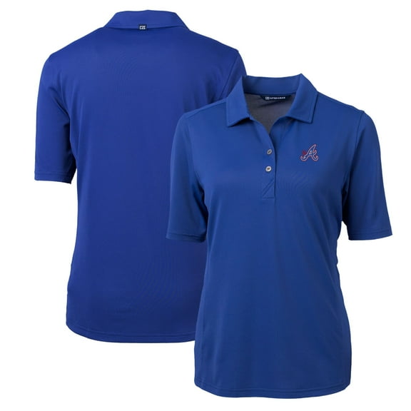 Women's Cutter & Buck Blue Atlanta Braves City Connect Virtue Eco Pique Recycled Polo