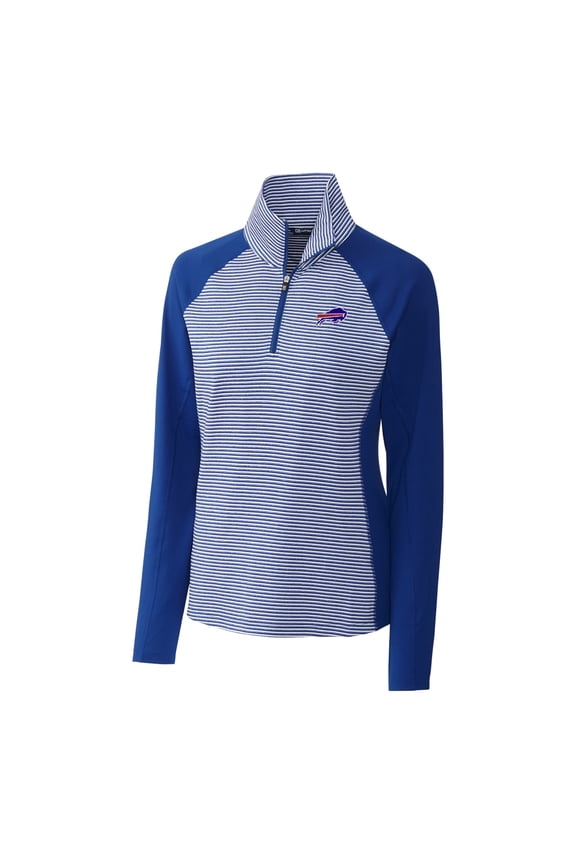 Women's Cutter & Buck Blue Buffalo Bills Forge Tonal Stripe Half-Zip Pullover Jacket