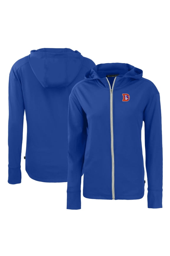 Women's Cutter & Buck Blue Denver Broncos Throwback Daybreak Eco Recycled Half-Zip Hoodie
