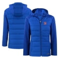 thumbnail image 1 of Women's Cutter & Buck  Blue Denver Broncos Throwback Evoke Hybrid Eco Softshell Recycled Full-Zip Hoodie Jacket, 1 of 3