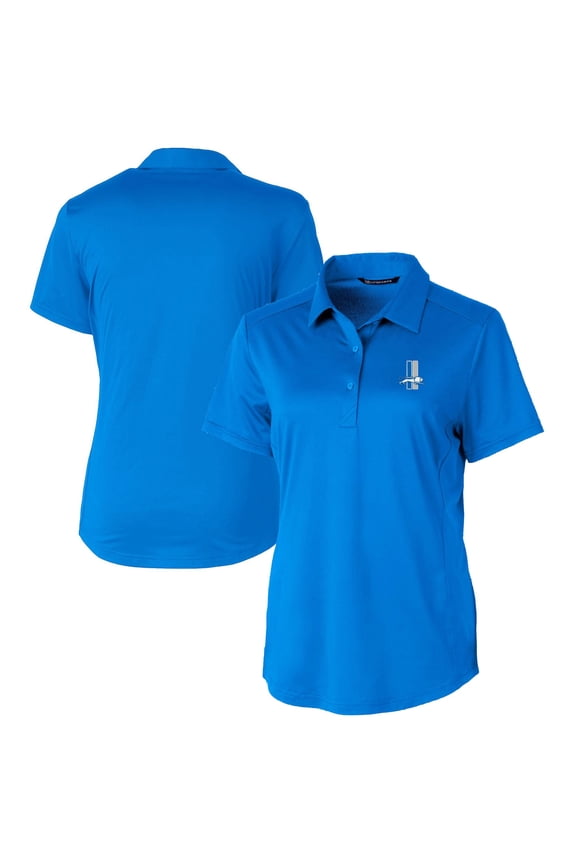 Women's Cutter & Buck Blue Detroit Lions Throwback Logo Prospect Textured Stretch Polo