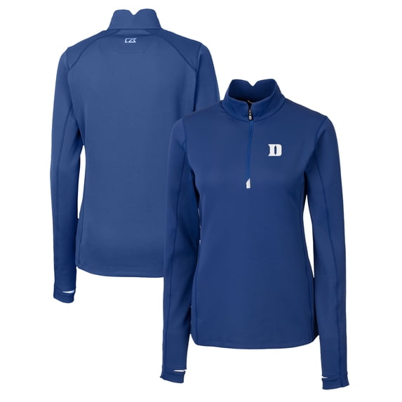 Women's Cutter & Buck Blue Duke Blue Devils Traverse Stretch Eco Quarter-Zip Top