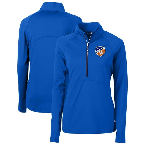 Women's Cutter & Buck Blue FC Cincinnati Adapt Eco Knit Stretch Recycled Half-Zip Top