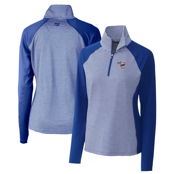 Women's Cutter & Buck Blue Iowa Cubs Forge DryTec Tonal Stripe Stretch Half-Zip Top