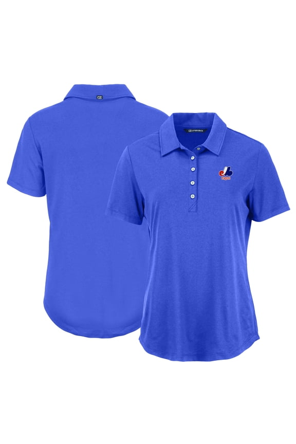 Women's Cutter & Buck Blue Montreal Expos Cooperstown Collection Coastline Epic Comfort Eco Recycled Polo