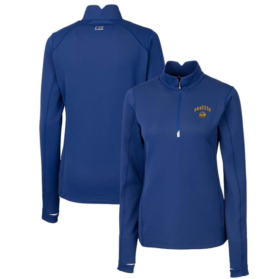 Women's Cutter & Buck Blue Seattle Mariners City Connect Traverse Stretch Quarter-Zip Pullover Top