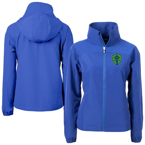 Women's-Cutter & Buck  Blue Seattle Sounders FC Charter Eco Recycled Full-Zip Jacket