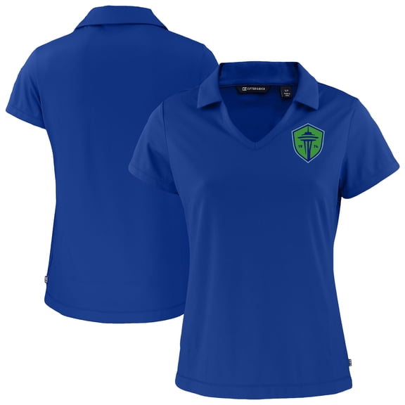 Women's-Cutter & Buck Blue Seattle Sounders FC Daybreak Eco Recycled V-Neck Polo