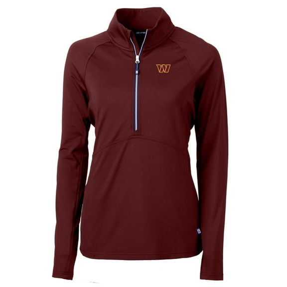 Women's Cutter & Buck Burgundy Washington Commanders Adapt Eco Knit Stretch Half-Zip Pullover Jacket