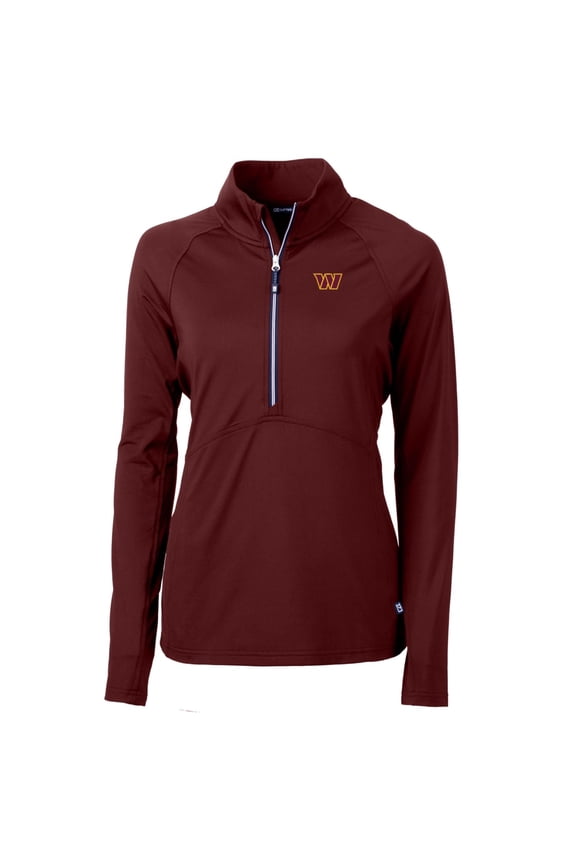 Women's Cutter & Buck Burgundy Washington Commanders Adapt Eco Knit Stretch Half-Zip Pullover Jacket