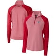 thumbnail image 1 of Women's Cutter & Buck Cardinal Chicago Cubs Americana Logo Forge Tonal Stripe Stretch Half-Zip Pullover Top, 1 of 3