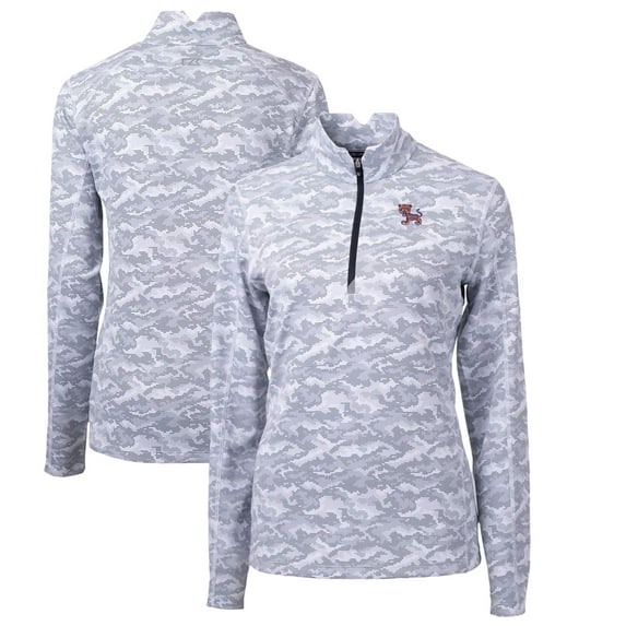 Women's Cutter & Buck Charcoal Clemson Tigers Traverse Camo Print Stretch Quarter-Zip Pullover Top