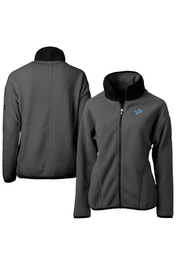 Women's Cutter & Buck Charcoal Detroit Lions Cascade Eco Sherpa Fleece Full-Zip Jacket