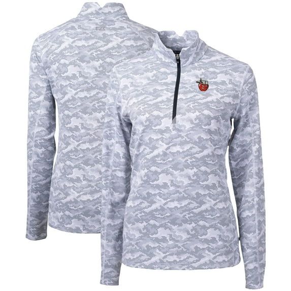 Women's Cutter & Buck Charcoal Fort Wayne TinCaps Traverse Camo Stretch Quarter-Zip Pullover Top