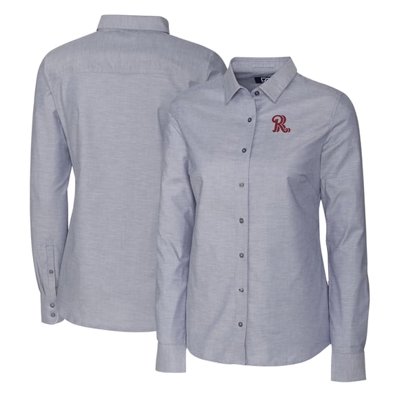 Women's Cutter & Buck Charcoal Frisco RoughRiders Stretch Oxford Long Sleeve Tri-Blend Button-Up Dress Shirt