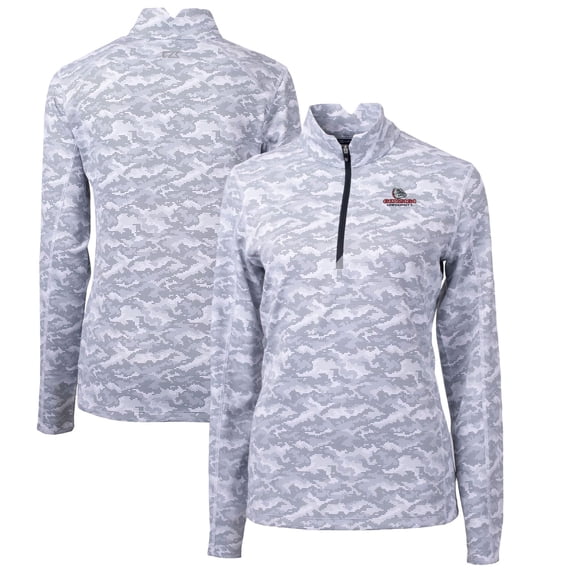 Women's Cutter & Buck Charcoal Gonzaga Bulldogs Traverse Camo Quarter-Zip Pullover Top