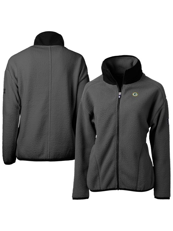 Women's Cutter & Buck Charcoal Green Bay Packers Cascade Eco Sherpa Fleece Full-Zip Jacket