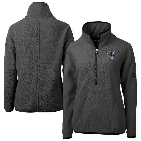 Women's Cutter & Buck Charcoal Indianapolis Colts Historic Cascade Eco Sherpa Fleece Half-Zip Jacket
