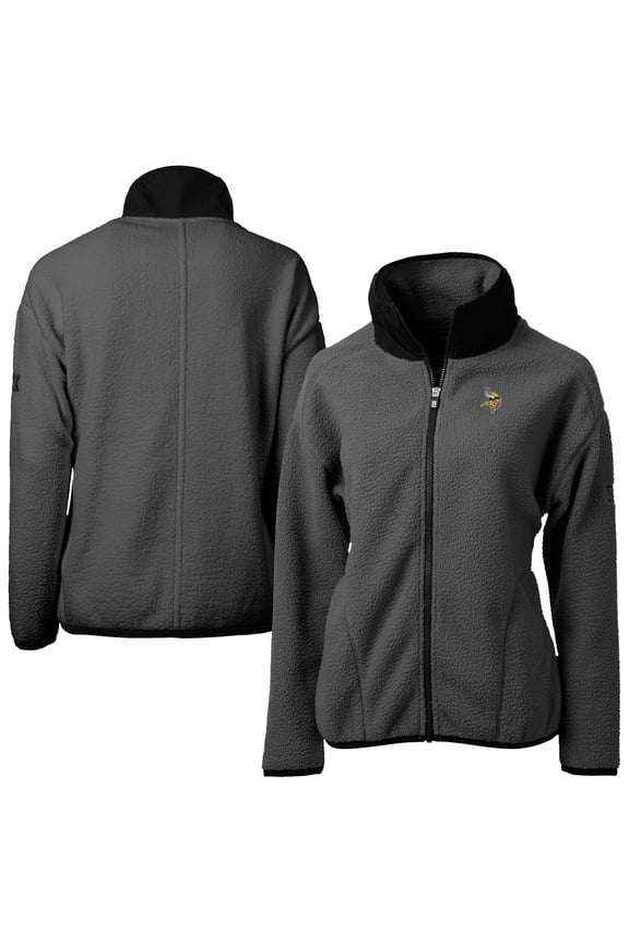 Women's Cutter & Buck Charcoal Minnesota Vikings Cascade Eco Sherpa Fleece Full-Zip Jacket