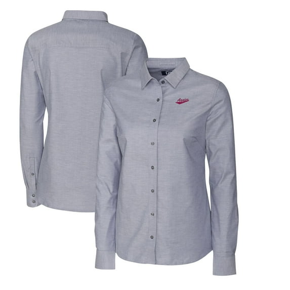 Women's Cutter & Buck Charcoal New Mexico State Aggies Oxford Stretch Long Sleeve Button-Up Shirt