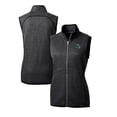 thumbnail image 1 of Women's Cutter & Buck  Charcoal New York Jets Helmet Logo Mainsail Sweater-Knit Full-Zip Vest, 1 of 3