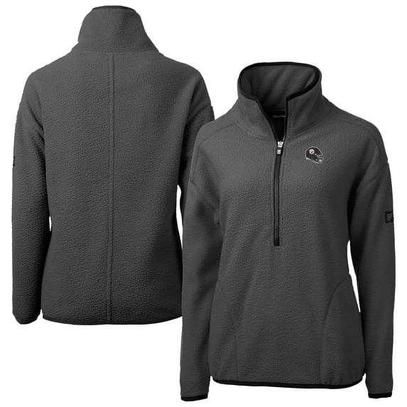 Women's Cutter & Buck Charcoal Pittsburgh Steelers Helmet Cascade Eco Sherpa Fleece Half-Zip Jacket