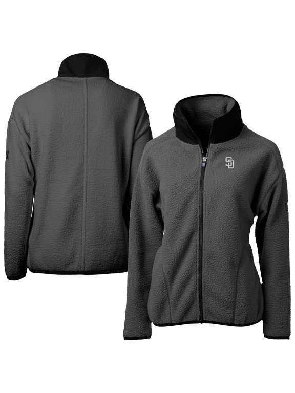 Women's Cutter & Buck Charcoal San Diego Padres Cascade Eco Sherpa Fleece Full-Zip Jacket