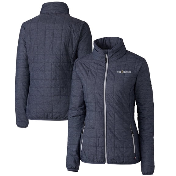 Women's Cutter & Buck Charcoal THE PLAYERS Rainier PrimaLoft Eco Insulated Full-Zip Puffer Jacket