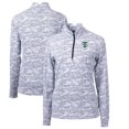thumbnail image 1 of Women's Cutter & Buck Charcoal Tulane Green Wave Traverse Camo Print Stretch Quarter-Zip Pullover Top, 1 of 3