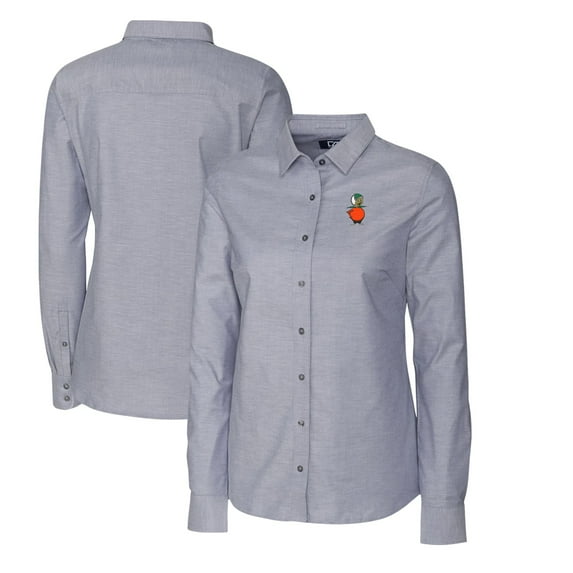 Women's Cutter & Buck Charcoal UCF Knights Oxford Stretch Long Sleeve Button-Up Shirt