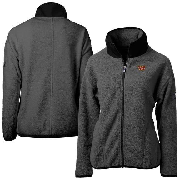 Women's Cutter & Buck Charcoal Washington Commanders Cascade Eco Sherpa Fleece Full-Zip Jacket