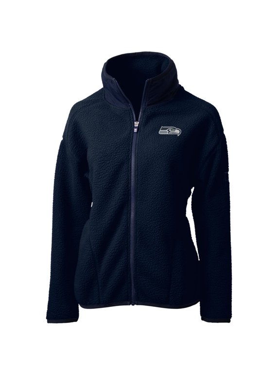 Women's Cutter & Buck College Navy Seattle Seahawks Cascade Eco Sherpa Fleece Full-Zip Jacket