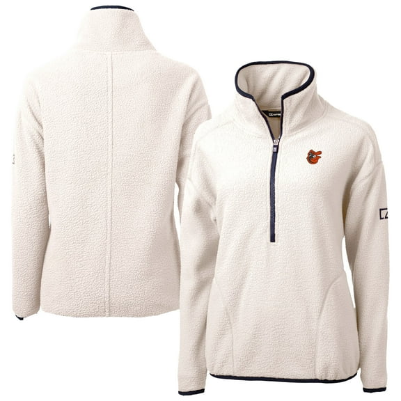 Women's Cutter & Buck Cream Baltimore Orioles  Cascade Eco Sherpa Fleece Half-Zip Pullover Jacket